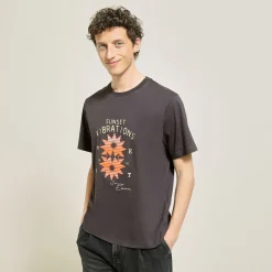 Jules Tee shirt col rond imprimé placé devant- T-shirt