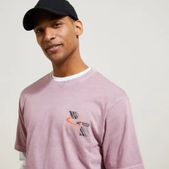 Jules Tee shirt col rond imprimé poitrine en coton- T-shirt