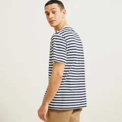 Jules Tee shirt col rond marinière brodé- T-shirt