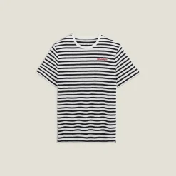 Jules Tee shirt col rond marinière brodé- T-shirt
