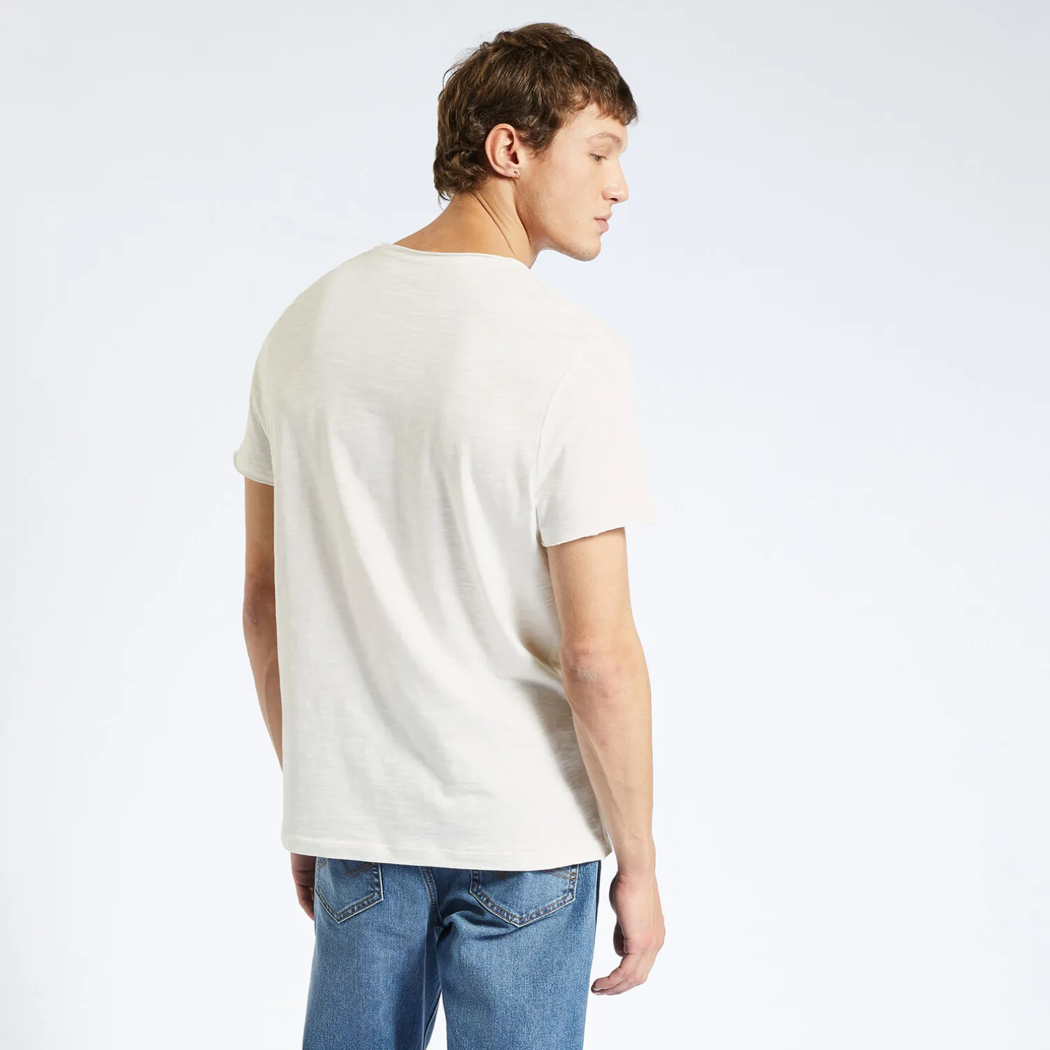 Jules Tee shirt col tunisien matière flammée- T-shirt