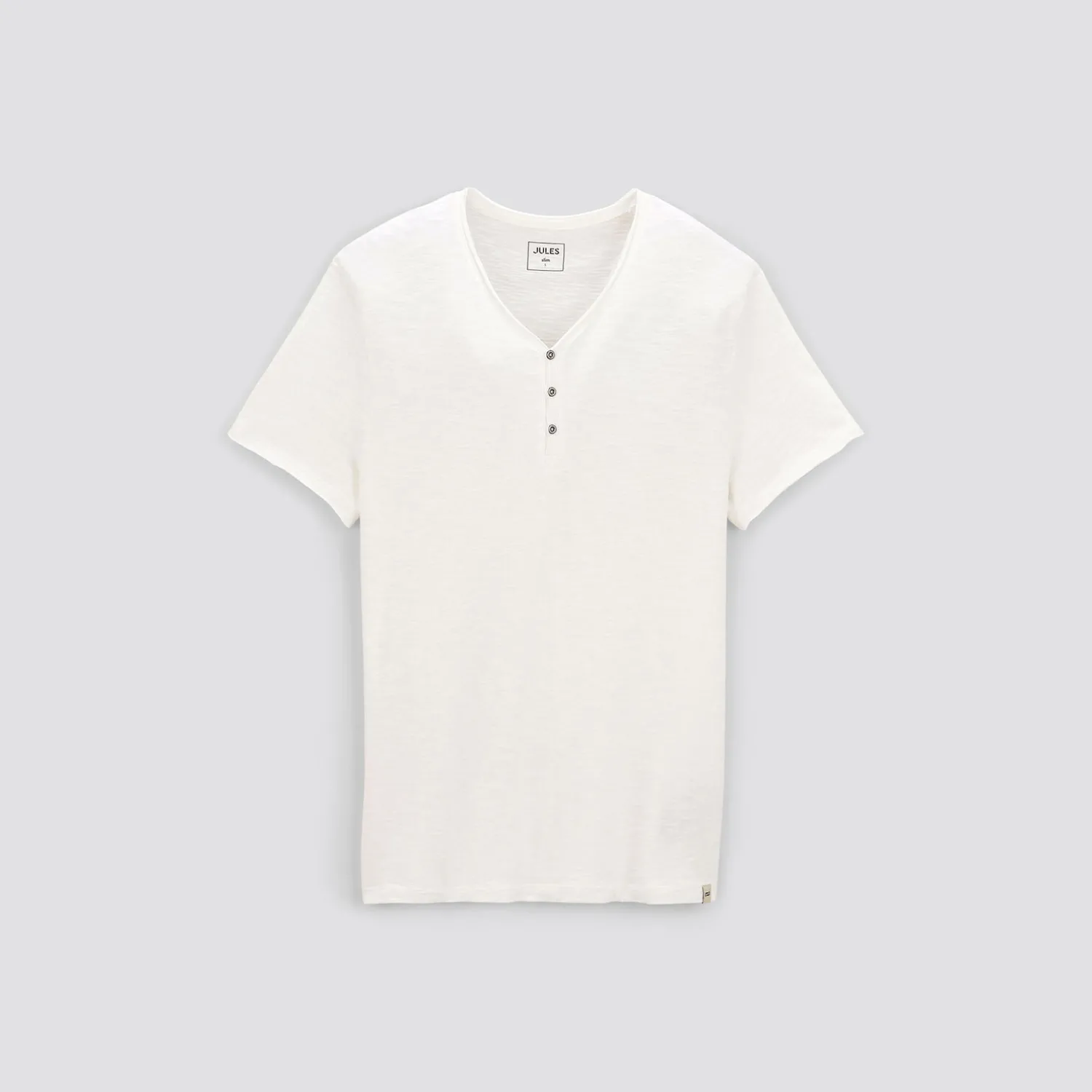 Jules Tee shirt col tunisien matière flammée- T-shirt