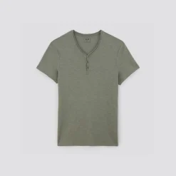 Jules Tee shirt col tunisien matière flammée- T-shirt