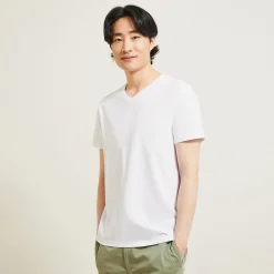 Jules Tee shirt col V en coton elasthanne- T-shirt