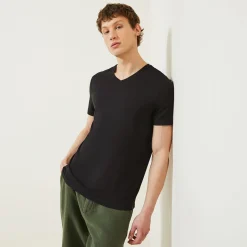 Jules Tee shirt col V en coton elasthanne- T-shirt