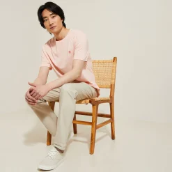 Jules Tee shirt effet microrayé broderie poitrine- T-shirt