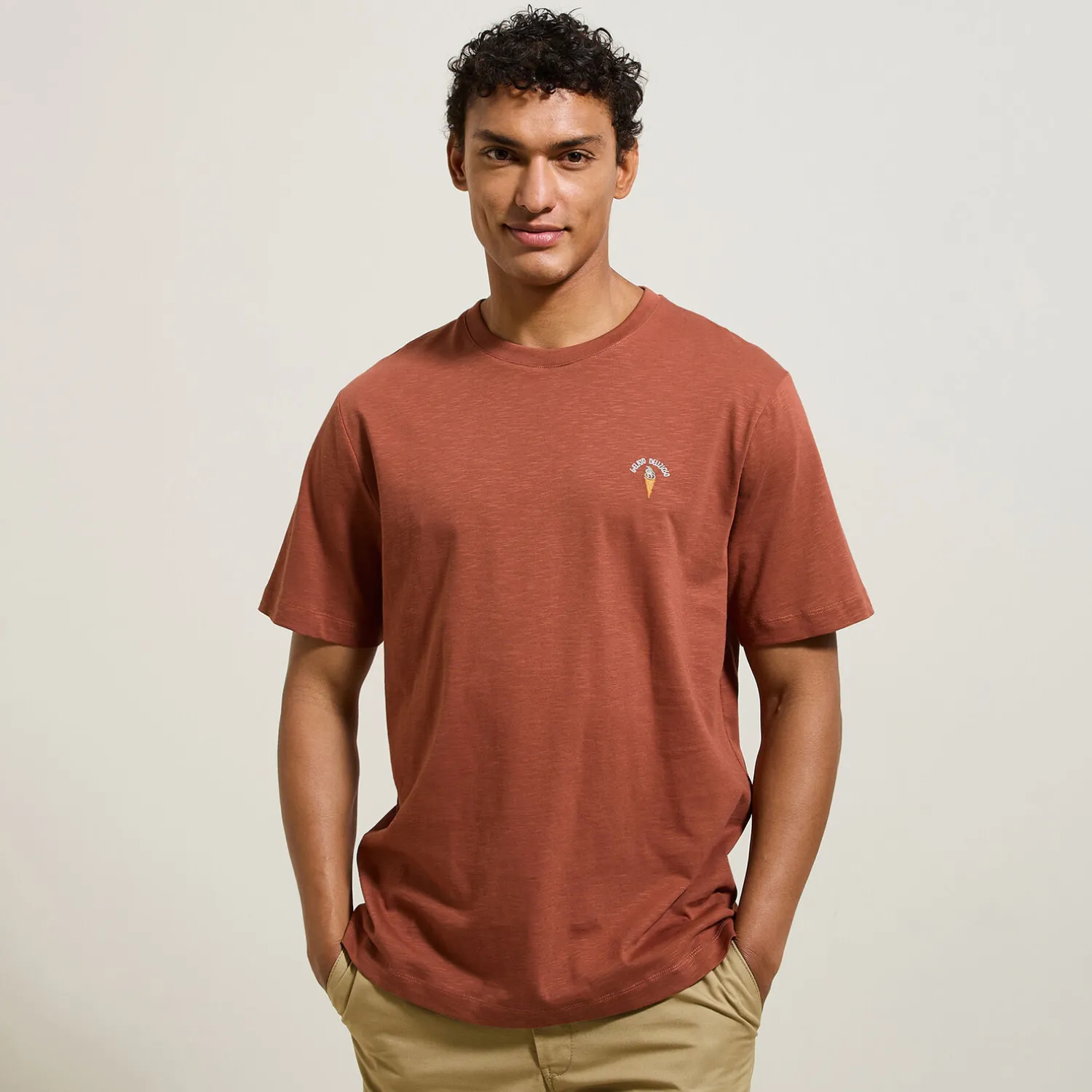 Jules Tee shirt matière flammée broderie poitrine- T-shirt