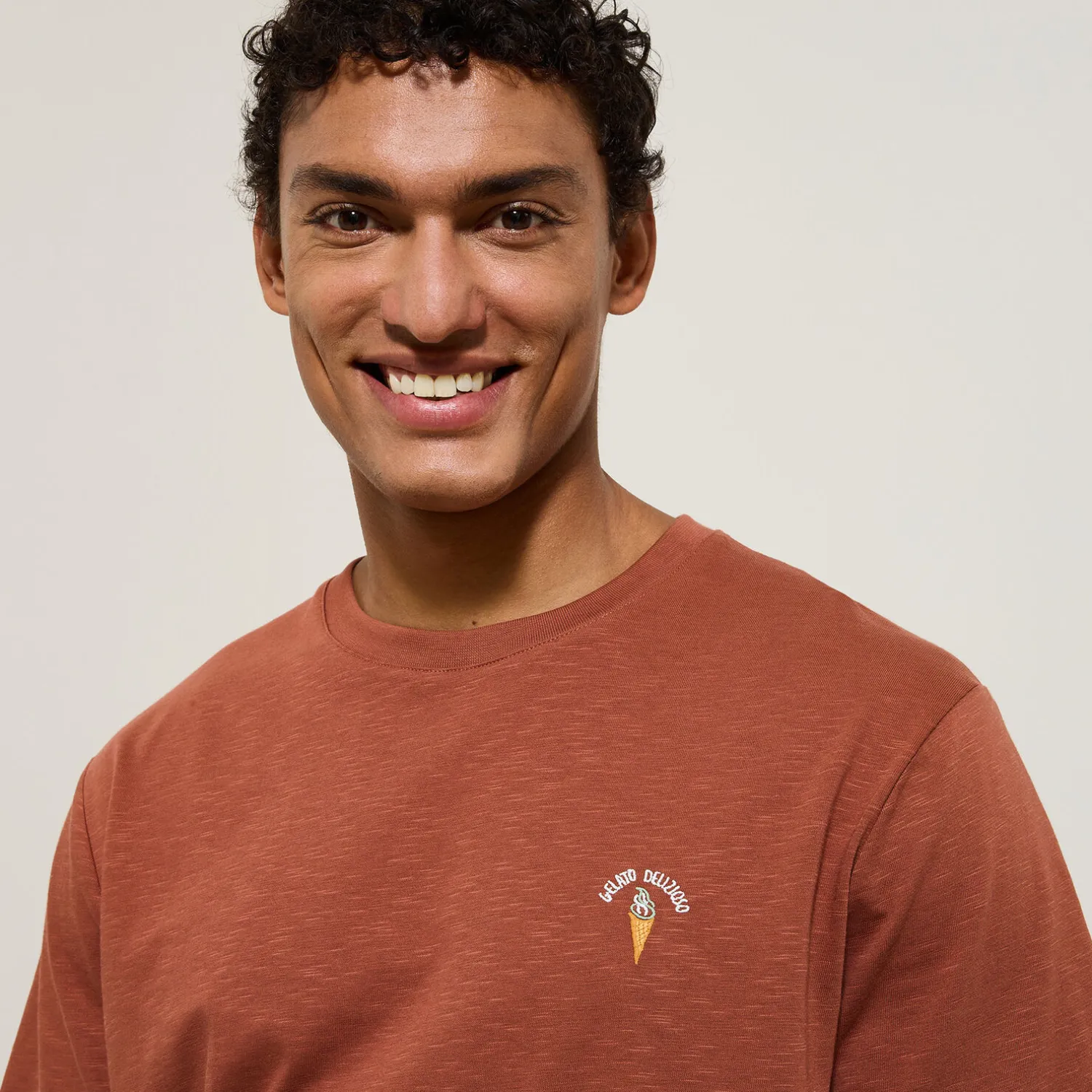 Jules Tee shirt matière flammée broderie poitrine- T-shirt