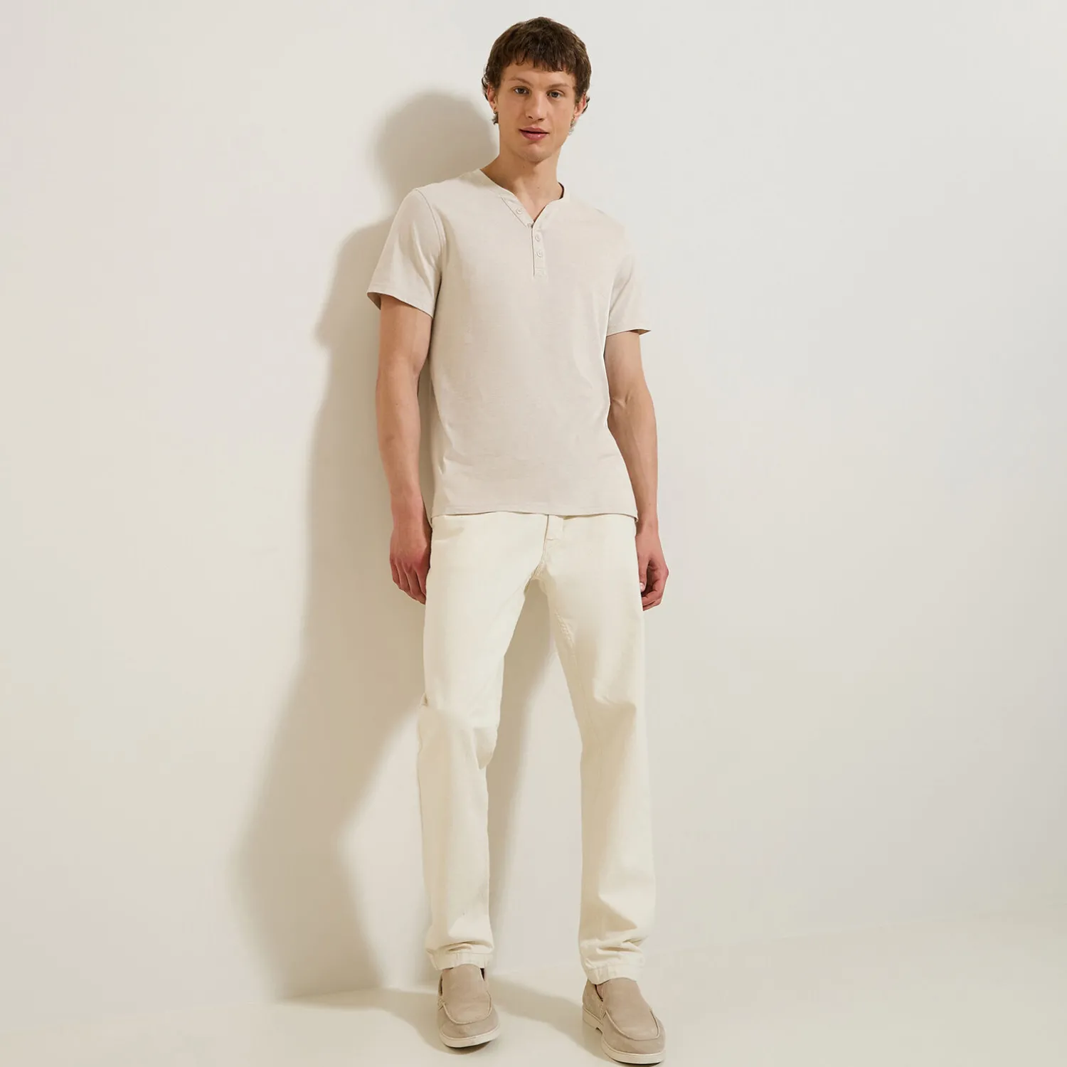 Jules Tee shirt slim col tunisien- T-shirt