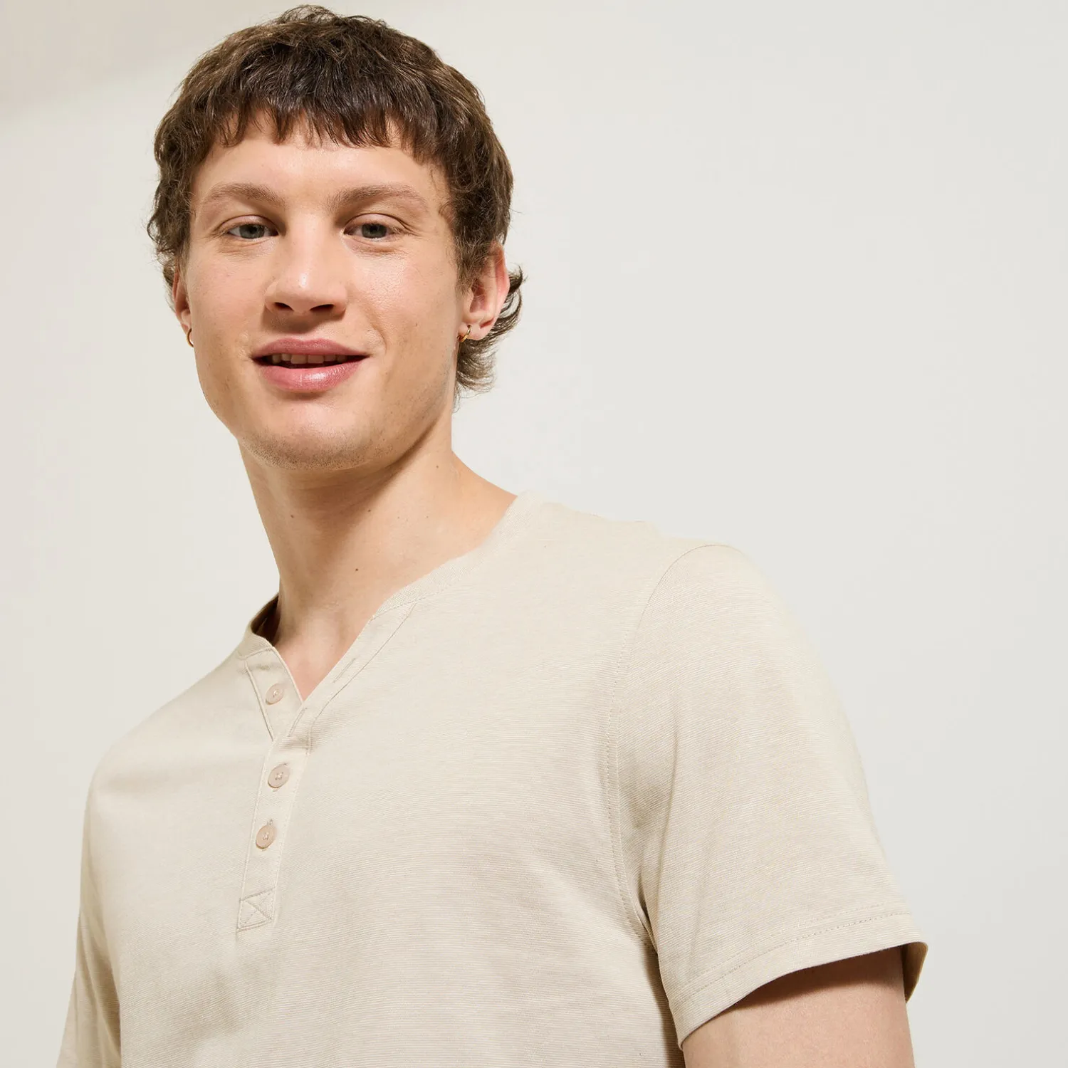 Jules Tee shirt slim col tunisien- T-shirt