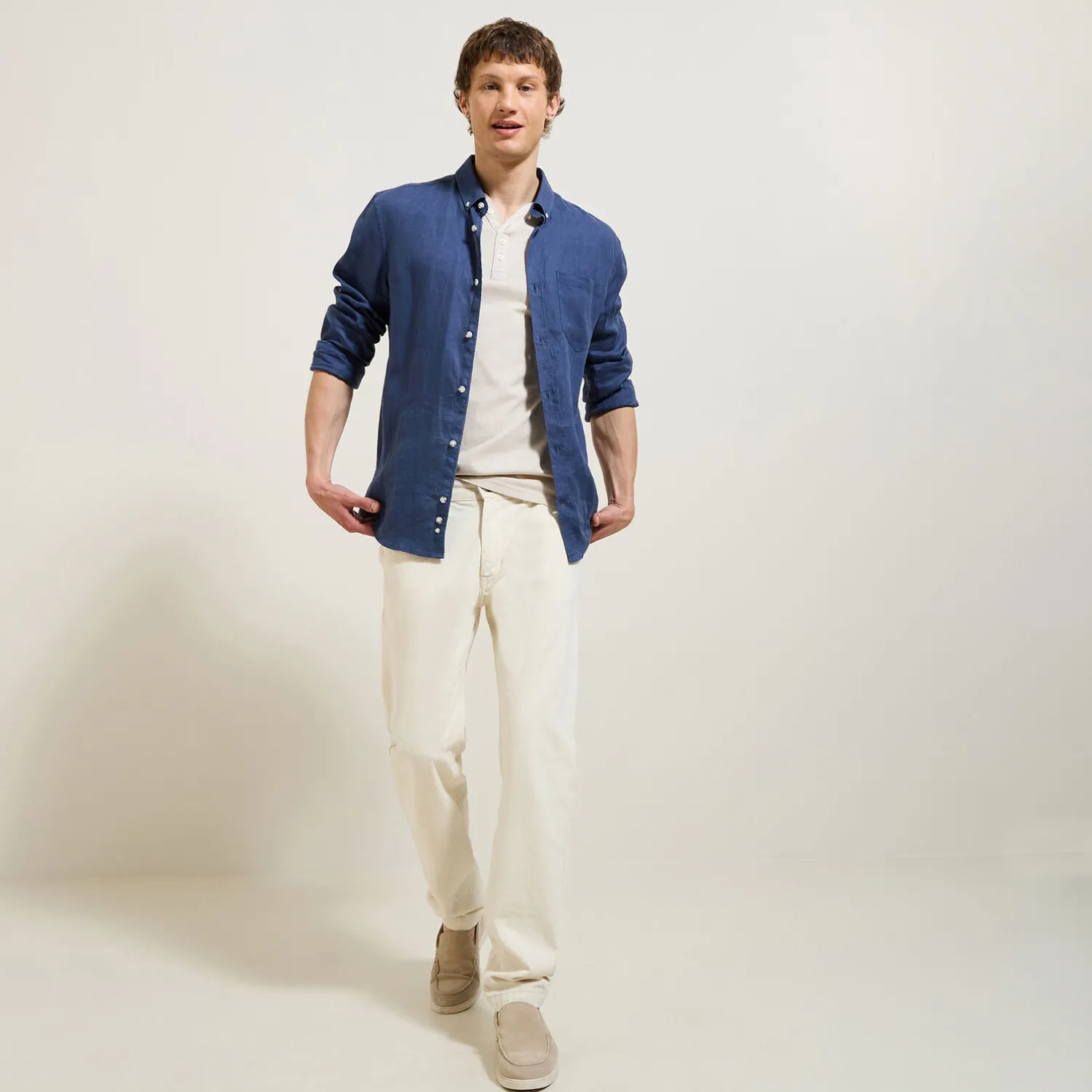 Jules Tee shirt slim col tunisien- T-shirt